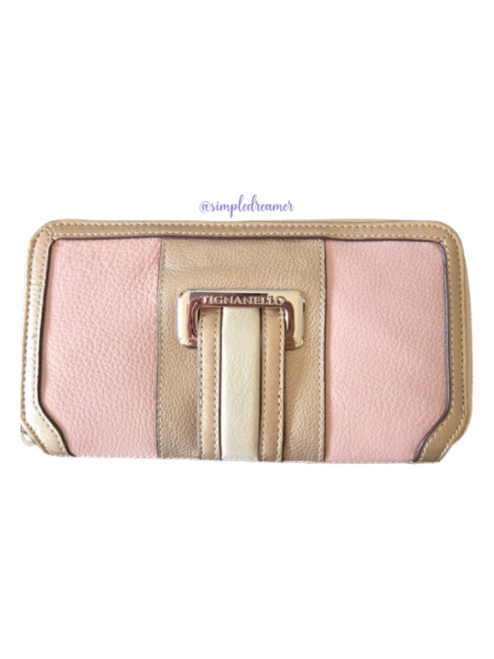 Tignanello Tri-Tone Pebble Leather Zip Around Wallet Peony